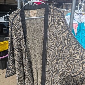 Cha Sor Oversized Black and Tan Patterned Cardigan